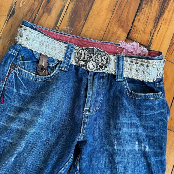 Vintage 2000s MALINI MURJANI Texas Studded Rhinestone Cowgirl Belt - Picture 4 of 10